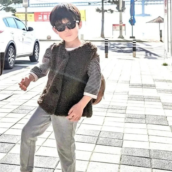 Vest Sherpa Sweater Lamb Fleece Brown Sheep Lighweight Vintage Unisex Kids - Picture 8 of 8